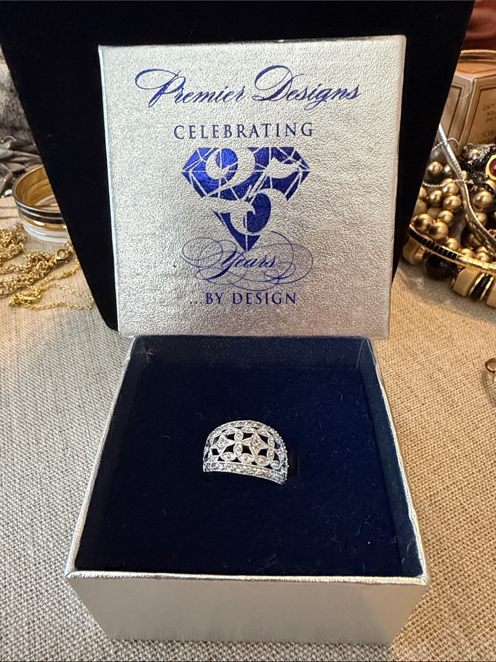 Premier Designs Silver Filigree Dome Ring with Openwork
